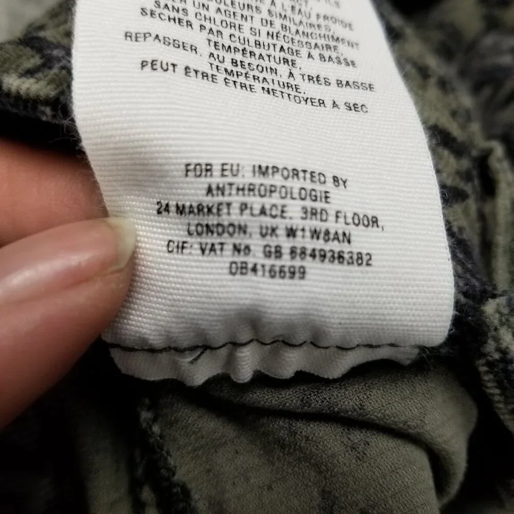 Pilcro Jeans Womens 28 Serif Olive Green Camo Print Corduroy Skinny Stretch - Picture 15 of 15